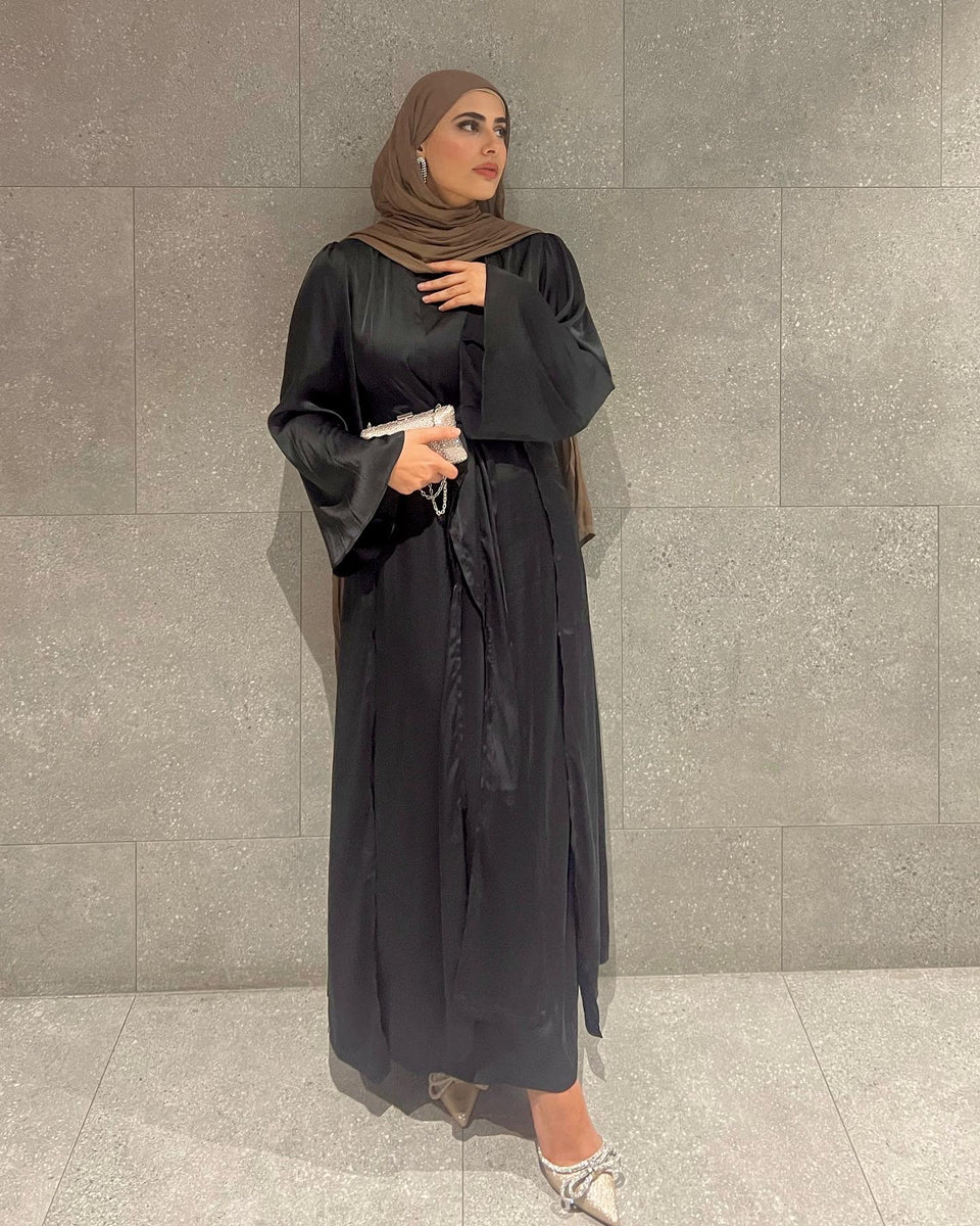 Ghazali Leila Abaya BLACK SATIN