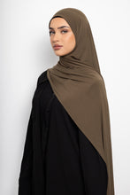 Load image into Gallery viewer, Lycra stitch hijab dark khaki