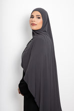 Load image into Gallery viewer, Lycra stitch hijab charcoal grey