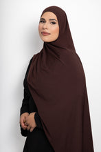 Load image into Gallery viewer, Lycra stitched hijab chocolate brown