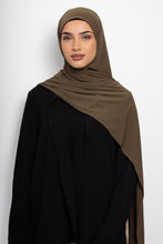 Load image into Gallery viewer, Lycra stitch hijab dark khaki