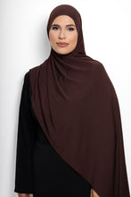 Load image into Gallery viewer, Lycra stitched hijab chocolate brown
