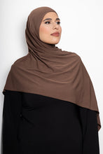 Load image into Gallery viewer, Lycra stitched hijab dark mocha