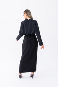 Black Truffle ruched pencil skirt