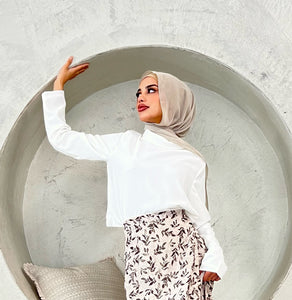 Off white truffle high neck blouse