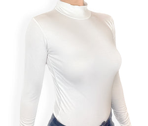 Long sleeve high neck body top white