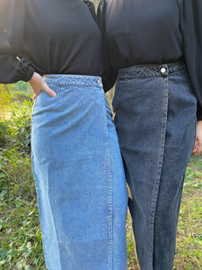 Denim wrap skirt